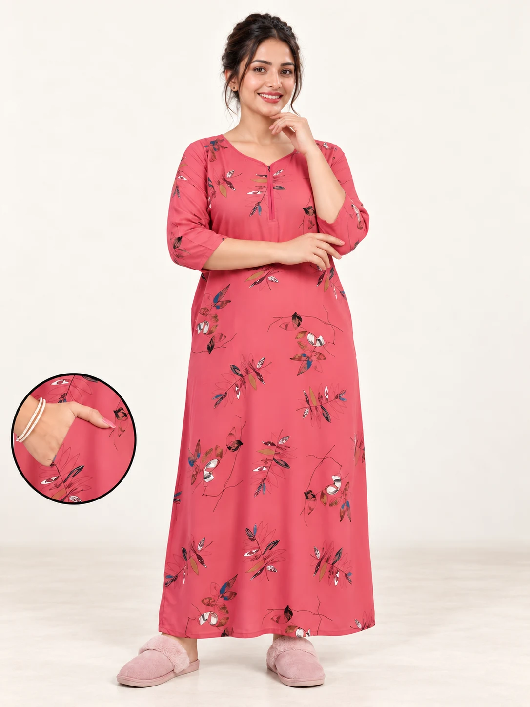 Rayon Long-Sleeve Nighty