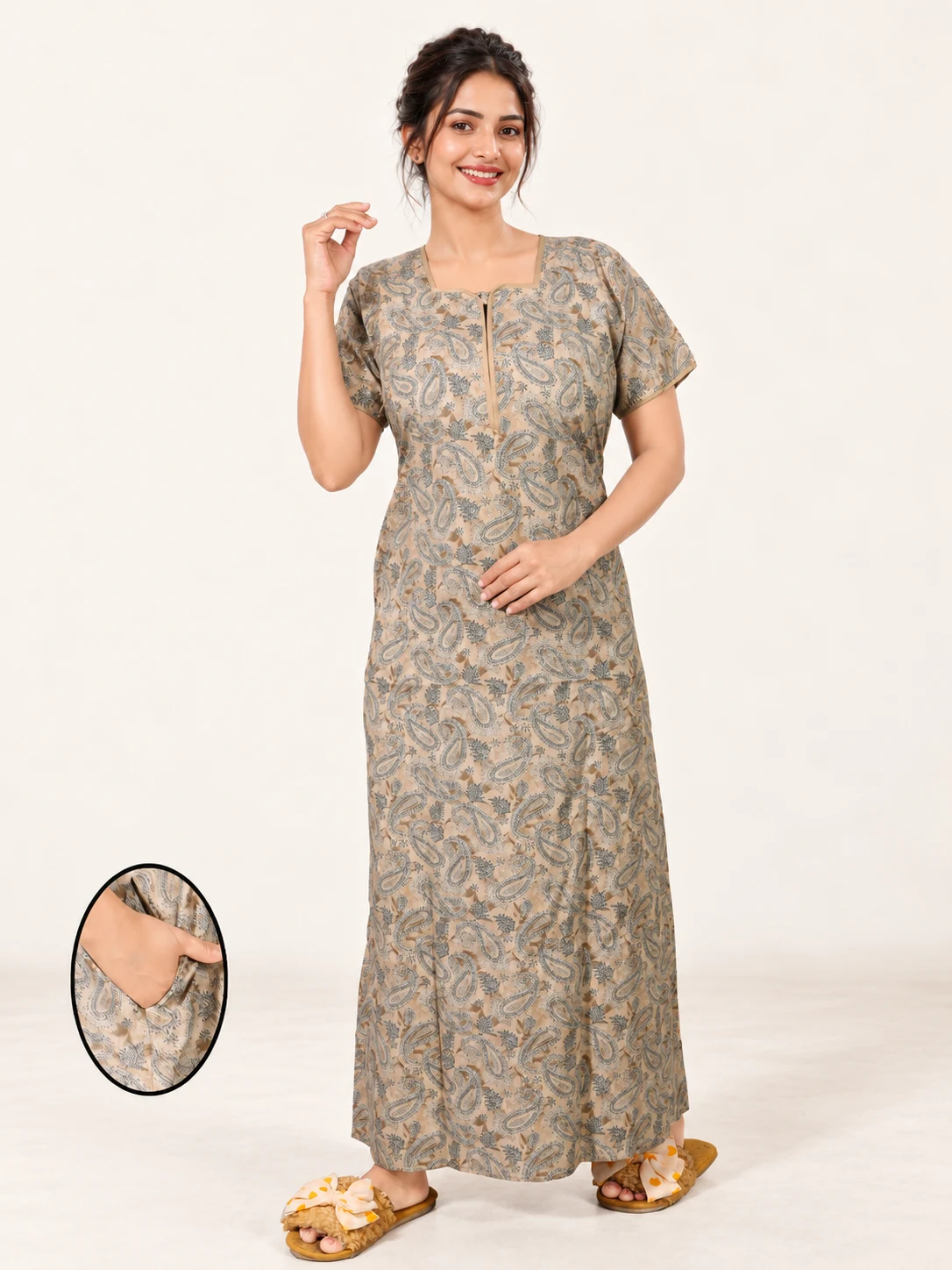 Cotton Half-Sleeve Nighty