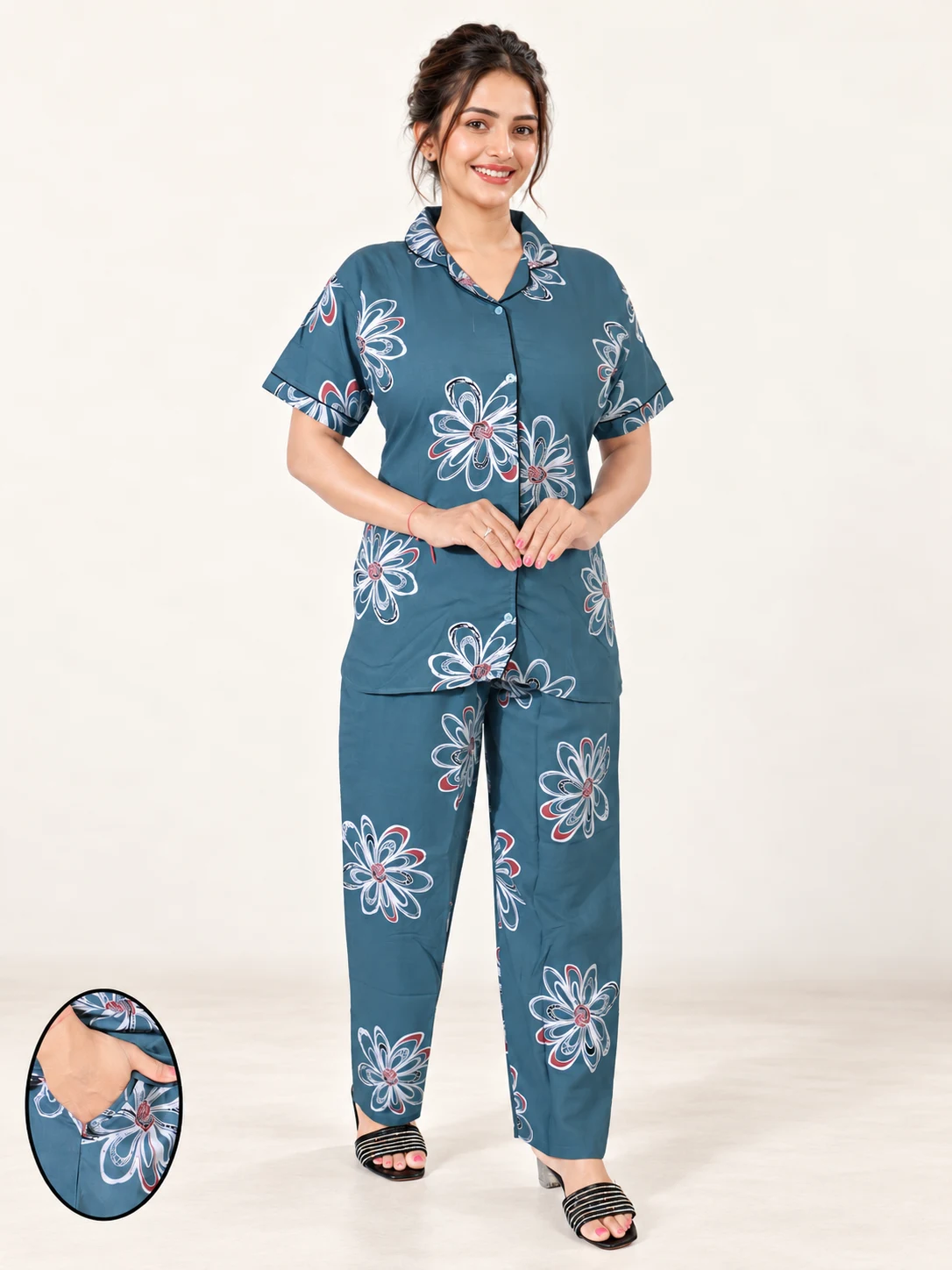 Rayon night suit Half-Sleeve